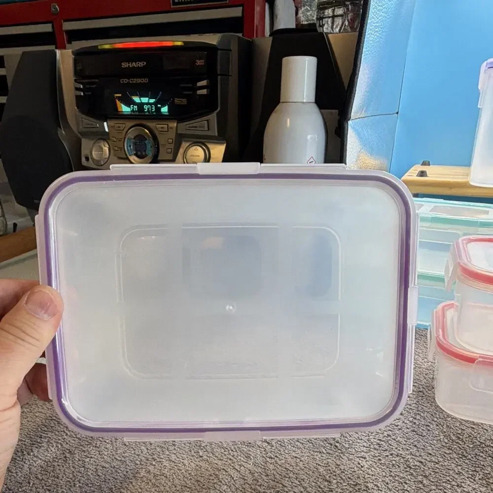 Snapware Clear Plastic Rectangle Storage Container Set 37 oz Snap Lids 9 pc